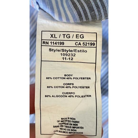 Quiksilver Stripe Button Up Shirt Size XL Men’s Blue Short Sleeve - Picture 4 of 7